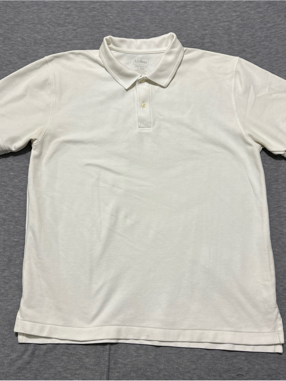 LL Bean Mens Polo Shirt Large Reg White Golf Traditional Fit Cotton Pique